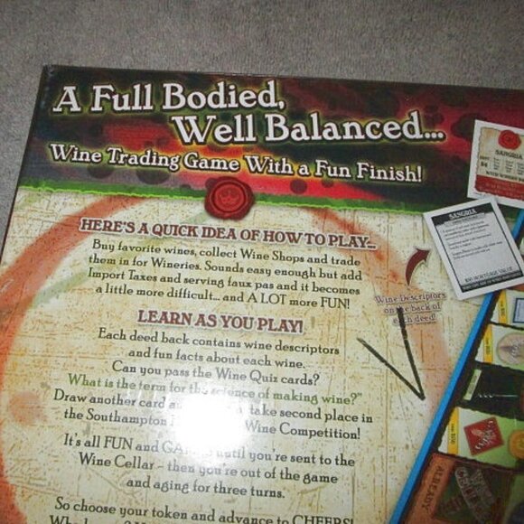 NOS Wineopoly WINE Monopoly BOARD GAME Adult PARTY Fun SEALED Vtg USA MADE - Picture 8 of 12